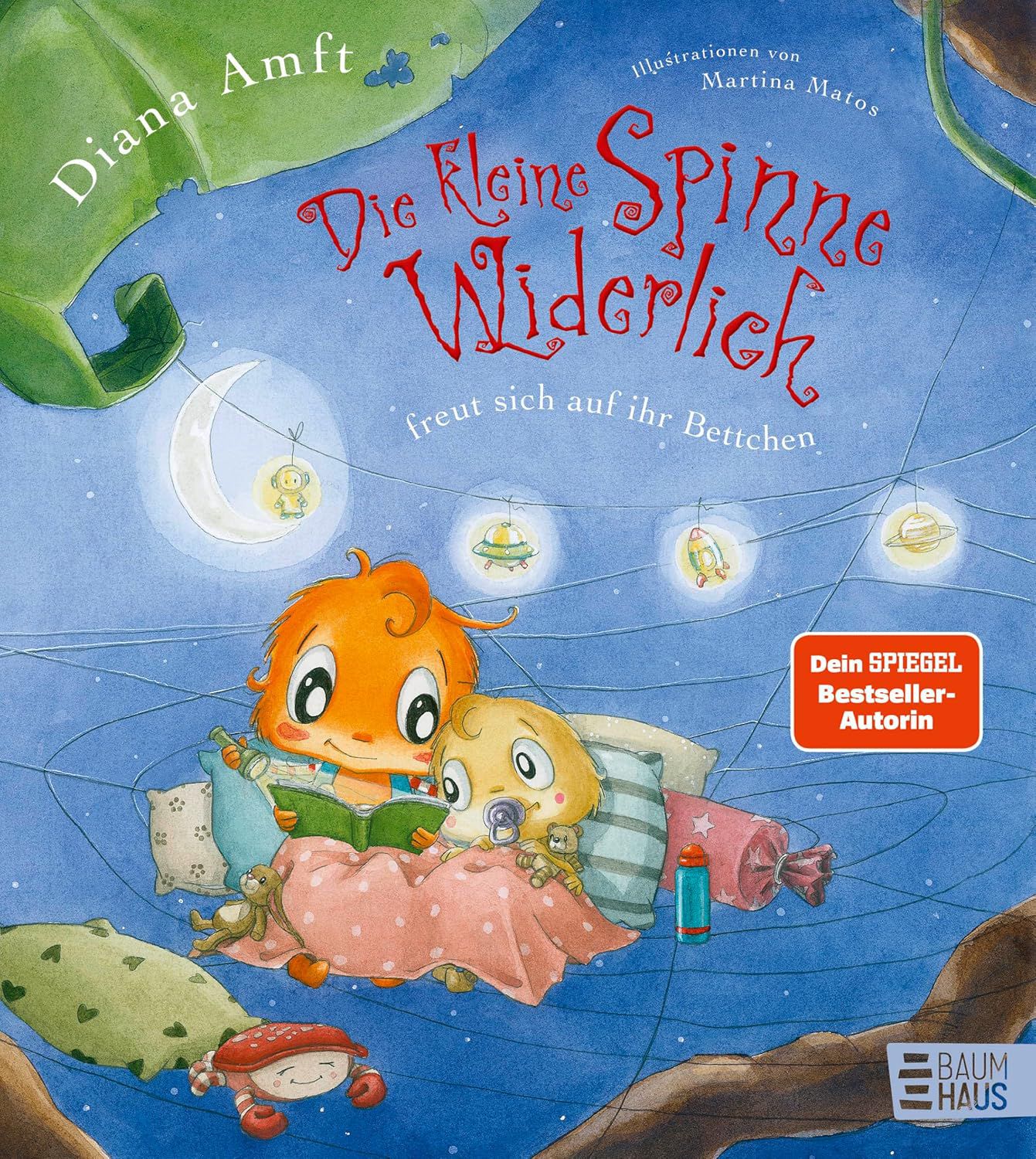 Die kleine Spinne Widerlich freut sich auf ihr Bettchen